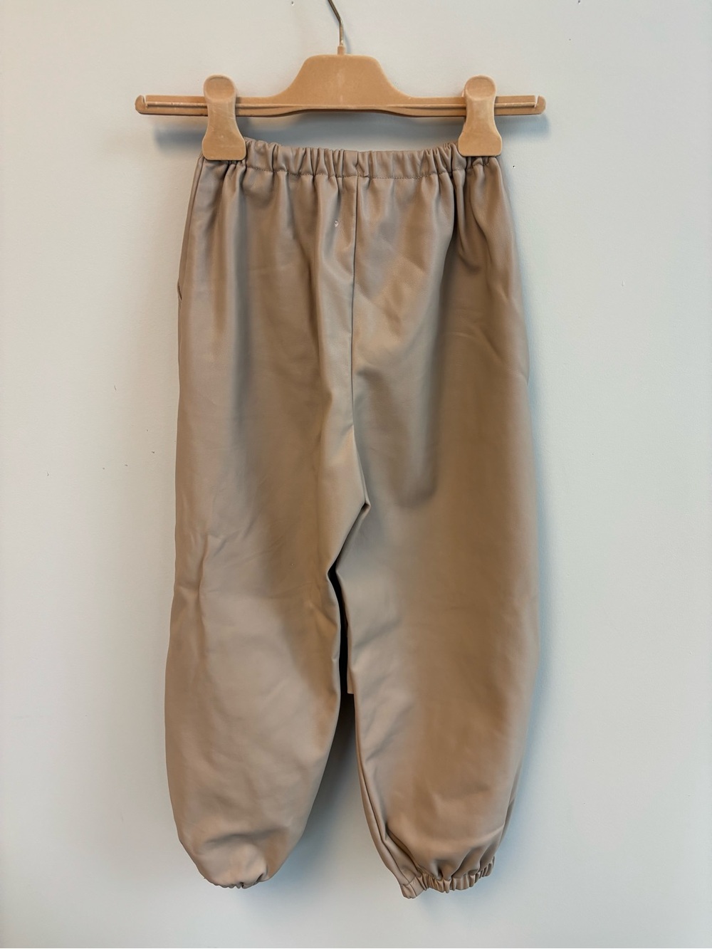 Zara Beige Faux-Leather Kids Balloon cropped Joggers